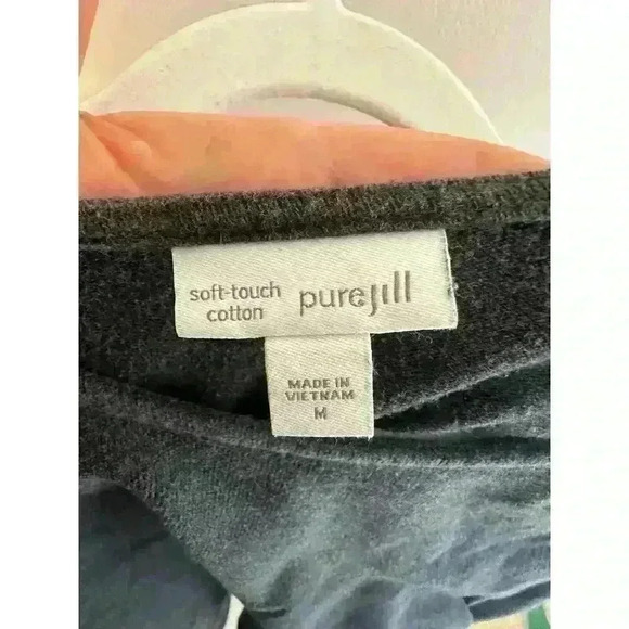 J. Jill 100% Soft Touch Cotton Grey Tunic with Asymmetrical Front Stitch Size M - Picture 3 of 6